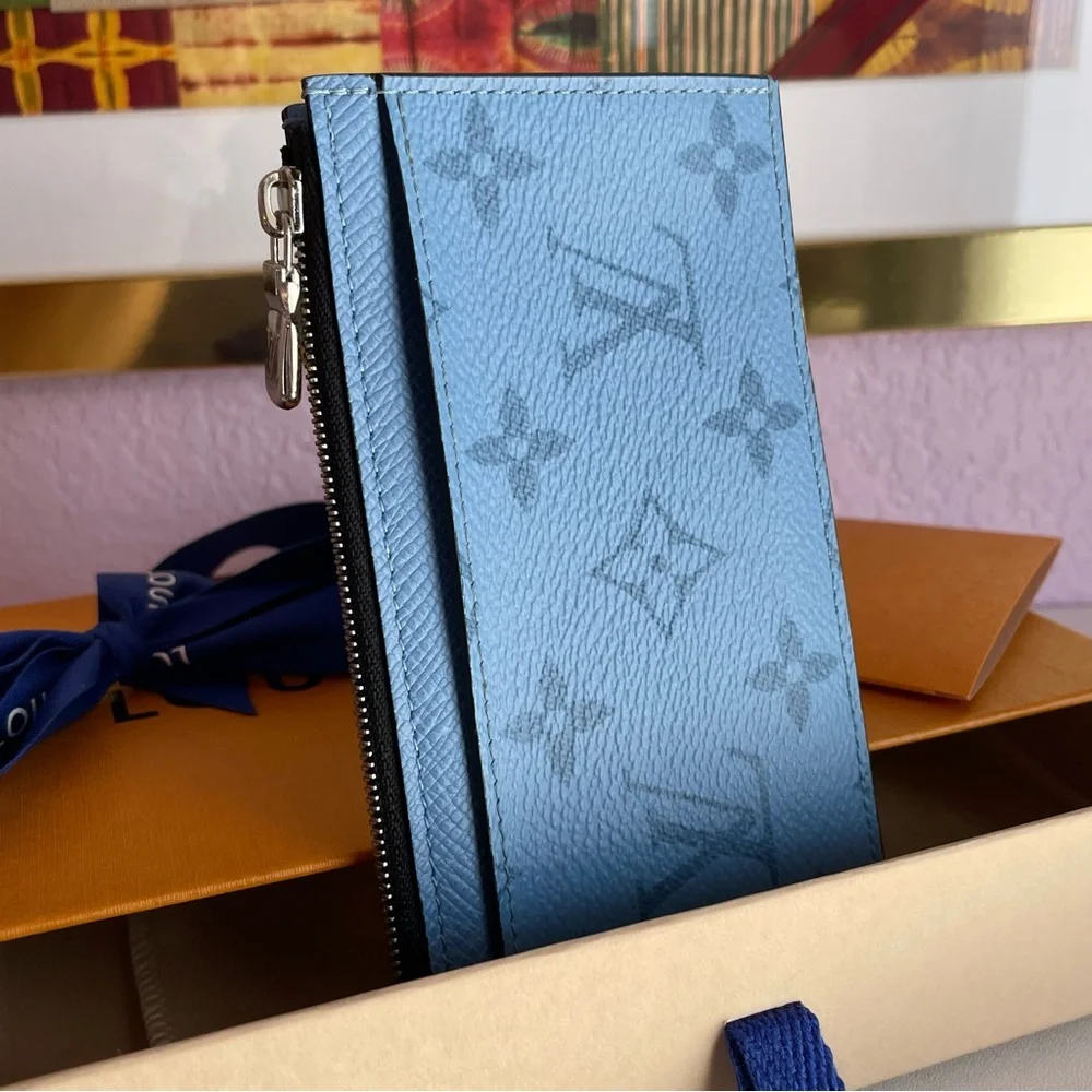 RARE 2020 Ghesquière Taigarama Coin Card Holder Wallet Blue Lagoon
